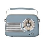 Akai A60048BLU Vintage Bluetooth FM Radio, Portable, 3” Speaker, 5W Output, Vintage Blue