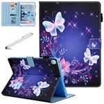 Fancity for iPad 9th Generation Case 2021, for iPad 8th 7th Generation Case (2020/2019 Release), 10.2 Inch PU Leather Case with Pen Holder, Card Slot Smart Wake Sleep Stand Cover, Fancy Butterfly