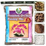 DUSPRO Orchid Potting Mix with Moss Pine Bark Mulch Perlite Stone & Coco Peat Natural Ingredients, Orchid Repotting Kit Drainage Indoor Potting Medium Great for Plant Root Climbing (4 Quarts)