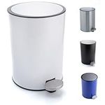 Bamodi Mini Step Trash Can with Lid - 0.8 Gallon Stainless Steel Garbage Can - Soft-Closing System and Removable Inner Bucket Trash Bin - Ideal for Bathroom, Bedroom and Kitchen - White