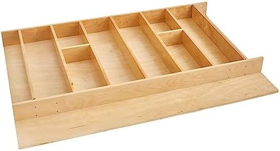 Rev-A-Shelf Trim-to-Custom-Fit Silverware Drawer Organizer For Kitchen Utensils, Cutlery Cabinet Storage Divider Insert, 33.11 x 21.97 In, Maple Wood, 4WUT-36-1