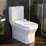 Plantex Platinum Ceramic Commode Toilet/S Trap One Piece Western Toilet/Rim Washdown Flush Commode with Soft Close Toilet Seat Cover (White)