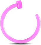 OUFER 20G Nose Ring Hoop, Clear Bioflex Acrylic Open Pink Nose Rings, Retainer Nose Piercing Jewelry, Tragus Cartilage Helix Daith Lobe Earring Hoop Piercing Retainer for Women Men