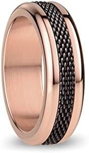 BERING Anillos combinados intercambiables para mujer en oro rosa y marrón con el exclusivo sistema Twist & Change, Yenisei