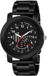 Acnos Polyurethane Black Meter Design Dial Black Case Black Speedbelt Analogue Casual Watch For Men Boy Pack Of 1, Black Band