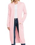 GRACE KARIN Womens Plus Size Long Sleeve Cardigan Long Duster Cardigan Open Front(2XL,Baby Pink)