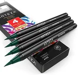 Arteza Real Brush Pens, A132 Forest Green, Pack of 4, Watercolor Pens with Nylon Brush Tips, Art Supplies for Dry-Brush Painting, Sketching, Coloring & Calligraphy