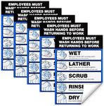 Global Printed Products Employee Must Wash Hand Sign: 5"x7" Plastic Vinyl Label for Businesses Peel Off Self Adhesive Backing (Pack of 5)