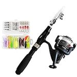 Kids Fishing Pole Starter Fishing Kit Telescopic Fishing Rod and Reel Combo Kit Spincast Reel Tackle Box for Sea Saltwater Freshwater Fishing