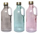 Raincart Imported Glass Water Bottle for Fridge with Handle, 1000 ml, Random Color (6 Pieces)