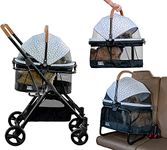 Pet Gear 3-in-1 Travel System, View 360 Stroller Converts to Carrier and Booster Seat with Easy Click N Go Technology, for Small Dogs & Cats, 4 Colors, New Silver Pearl