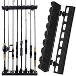 THKFISH Fishing Rod Holders Fishing Rod Rack Wall Mount Vertical Fishing Pole Holders for Garage Room, Boats Store 8 Fishing Rod Combos,1pair black