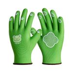 COOLJOB Kids Gardening Gloves for Age 2-4, Grippy Garden Work Gloves for Toddler Children, Cute Frog Pattern, One Pair, Green, Small Size (1 Pair S)