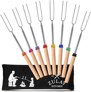 Zulay Kitchen Sturdy Marshmallow Sticks for Fire Pit Extra Long - Smores Sticks Smores Kit - Marshmallow Roasting Skewers - Hot Dog Fork Bonfire Glamping Camping Accessory 32" 8 Pack Bundle