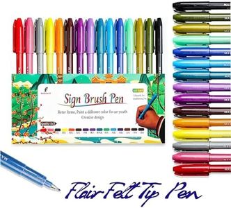 MAIKEDEPOT Felt Tip Pens, 15pcs Calligraphy pen Assorted Colors Sign Brush Pen Art Brush Marker Water Based Journaling Pen Set for Beginners Beginner Adult Lettering, Calligraphy (15pcs)