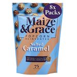 Maize & Grace Gourmet Popcorn (8 x 72g each) – Salted Caramel Popcorn – 100% natural, Vegetarian, Gluten-Free – Healthy Snack – Perfect for your Movie Night Hamper – Made in UK