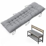 DKIEI Garden Bench Seat Cushion, 2/3 Seater Bench Pad Cushion with Non-Slip Straps, 8cm Thick Dining Bench Cushion Pad, Rectangle Bench Seat Pad for Patio Indoor Outdoor 110x40cm Grey(Only Cushion)