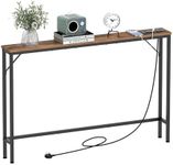 VEDECASA 5.9" Skinny Console Table with Charging Station Narrow Long Behind Couch Table with Power Outlets USB Ports Slim Sofa Table for Entryway Living Room Hallway Office Sturdy Steel Frame