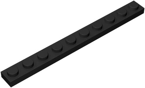 Classic Building Plate 1x10, 100 Piece Black Bulk Plates, Compatible with Lego Parts and Pieces 4477, Compatible with All Major Brick Brands(Colour:Black)