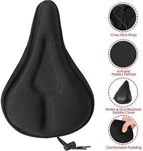 WOTOW Gel Bike Seat Cover Cushion, Comfortable Silica & Foam Padded Bicycle Saddle Cushion Spin Exercise Bikes, Road Mountain Bikes, Outdoor Cycling Water & Dust Resistant Cover