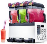 GarveeHome Commercial Slushy Machine, 15L X 3 Tanks Slushie Machine Frozen Drink Margarita Machine, 11.8 Gal/45L Smoothie Maker, Stainless Steel Commercial Margarita Machines for Restaurant, Bar, 110V