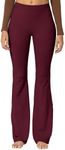 Sunzel Sunzfly Flare Leggings for Women No Front Seam Buttery Soft Yoga Pants with Tummy Control and Wide Leg for Workout, 30in, Black Cherry, 2XL