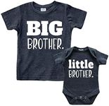 Big Brother Little Brother Shirts Matching Outfits Sibling Gifts Baby Set, Charcoal Black