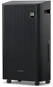 PHILODECO 80 Pint 4500 Sq.Ft with Drain Hose, Automatic Defrosting, Intelligent Humidity Control with 24HR Timer, Smart Quiet Dehumidifier, for Basement, Bathroom, Bedroom, Home, Black