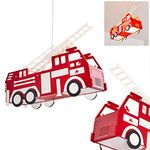 hofstein Pendant Light Praya, red fire Engine as Hanging Light Made of Plastic for The Children's Room, 2 x E27, fire Engine Hanging Light, Without Bulbs