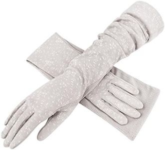 Womens Sunblock Long Driving Gloves Cotton UV Sun Protection Full Finger Gloves Arm Sleeve Cover - Grey - One Size