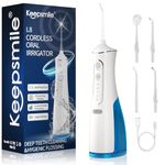 Keepsmile Water Flossers for Teeth Cordless,Portable Oral Irrigator 4 Modes,IPX7 Waterproof,300ML 4 Jet Tips USB Rechargeable Teeth Water Jet Cleaner,Water Dental Flosser at Home/Travel Size:239mm