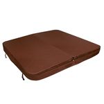 Hot Tub Cover Spa Lid 210cm x 210cm Square Brown Hard Top Weatherproof PVC Leather Foam 25KG/m3 Density Galvanized C-Channel UV Mildew Flame Resistant 4 x Lock Down Straps With Keys 6 Lifting Handles