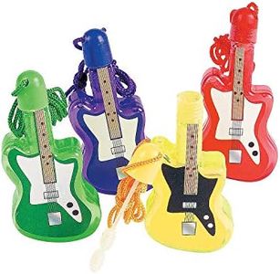 Fun Express Guitar Bubble Bottle Necklaces – Colorful Music Party Favors for Kids Perfect VBS Vacation Bible School Supplies – Fun Decorations Parties & Events Engaging & Interactive – 12 Pieces