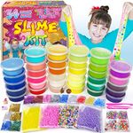 Slime Kit for Girls Boys, DIY Slime Kit Gifts for 6 7 8 9 10+ Year Old, Slime Kit with Butter Slime, Jumbo Slime Party Favors Gift, Crystal Slime Making Kit for Girls 10-12, Kids Art Craft Kit