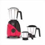 Preethi Peppy Mixer Grinder for Kitchen| 750 Watt Mixie, 3 jars | 5yr Motor Warranty & Lifelong Free Service | Black/Red (MG-245)