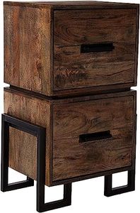 Hekman Wooden File Cabinet – 2 Drawer Filing Cabinet, Brown Wooden Finish, Iron Base, Select Solids, Small Office Storage, Rustic File Cabinets, File Storage, Mid-Century Modern Home Office Furniture