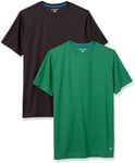 Amazon Essentials Men's Active Performance Tech T-Shirt (Available in Big & Tall), Pack of 2, Green/Black, Medium