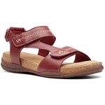 Clarks Roseville Mae Flat Sandal, Red Leather, 6.5 Medium