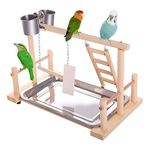 JasCherry Parrot Playstand Bird Playground Wood Perch Gym Playpen with Feeder Cup Ladder Swing Tray - Play Stand Exercise Toys Cage Accessories Playgym for Pet Cockatiel Parakeets Budgie #2