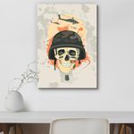 Pitaara Box Military Design with Human Skull | Peel & Stick Vinyl Wall Sticker for Bedroom & Living Room | 24 x 33.9 inch (61 x 86 cms)