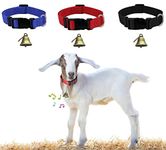 3 Pack Goat Collar with Bell, Sheep Collars with Bell, Grazing Copper Bells and Adjustable Nylon Collar Set for Small Farm Animal Sheep Cow Pet Goat Accessories