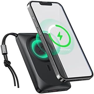 VRURC Batterie Externe sans Fil Magnétique 10000mAh, Power Bank Charge Rapide 22.5W USB C Batterie Portable Compatible avec iPhone 14/13/12/Pro/Max/Mini (Noir)
