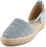 Alexis Leroy Women's Closed Toe Braided Ankle Strap Platform Espadrille Sandals, Blue, 10