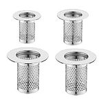 4 Pack Bathtub Drain Cover, Hair Catcher Shower Drain Strainer, Floor Drain Strainer, Stainless Steel Sink Strainer for Bathroom Washbasin Bathtub Drain, Fit Hole Size from 1.25" to 2.17"