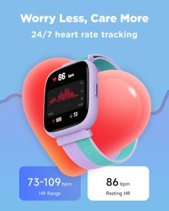 BIGGERFIVE Kids Smart Fitness Watch – 1.8" Waterproof, Heart Rate, Nylon