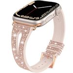 Neitra Narrow Straps Compatible with Apple Watch 38mm 40mm 41mm, Bling Silicone Color-Changing Smartwatch Bracelet, Soft Replacement Band for iWatch Series 9 8 7 6 5 4 SE 2023(Pink-Rosegold-Gold)