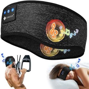 ZUMUSEN Casque de Sommeil Bluetooth 5.4, Ecouteurs pour Dormir Bandeau Bluetooth, Masque de Nuit,Ecouteur Sommeil avec Ultra-Fins HD Stéréo pour Entraînement Sportif, Jogging,Yoga,Voyage
