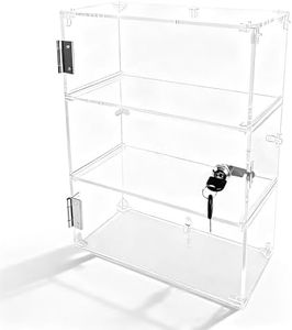 3 Shelf Acrylic Display Case with Lock,Clear Acrylic Box ,Retail Display Case for Collectibles,Used to Store Collectibles, Jewelry, valuables, etc.-Safe and Orderly. (15.75*11.81*5.91)
