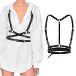 PALAY Body Punk Casual Style Waist Belt For Women Girls Fashion Gothic Vest Leather Belt Skinny Adjustable Shoulder Strap Body Belt For Shirt Regular Fit Blouse Dress Party, Black