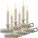 Xodus Innovations FPC1625P-6 Battery Operated 9 Inch Window Candle New Dynamic 3 D Warm White Flicker Flame, with 3 Position Switch and Automatic On Timer, Pack of 6, Silver/Pewter